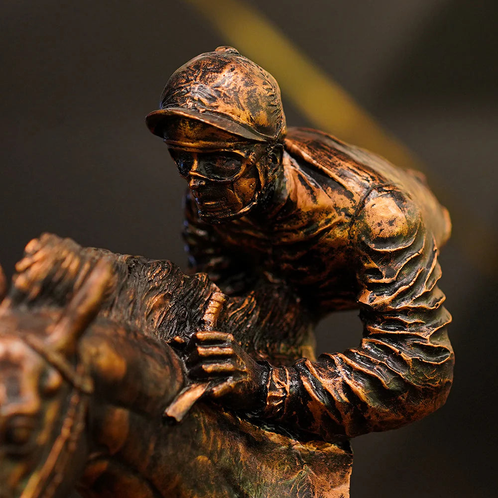 FADED Tan HORSE RIDER DECOR SCULPTURE