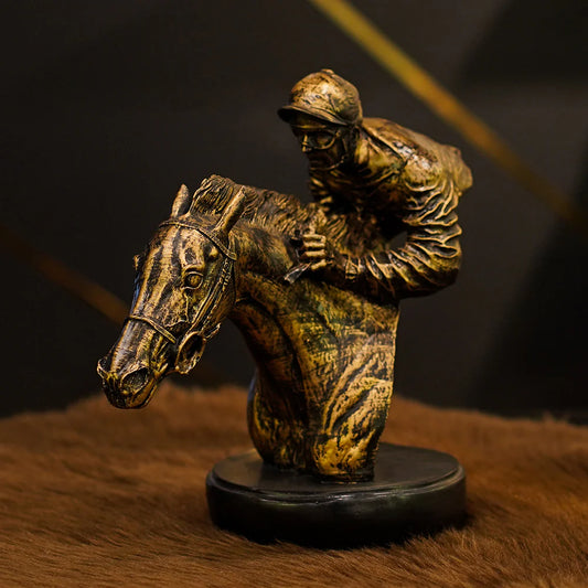 FADED Tan HORSE RIDER DECOR SCULPTURE