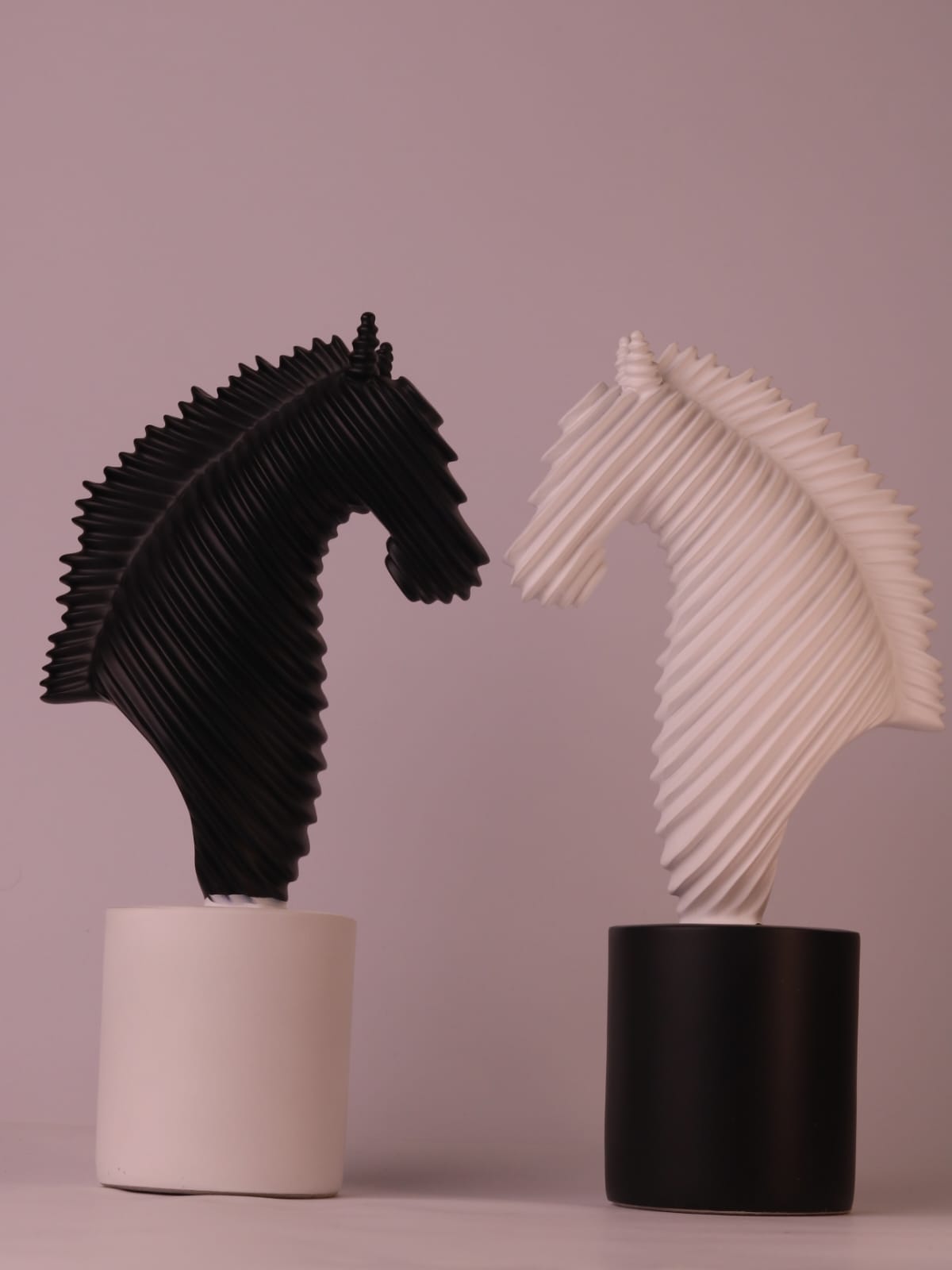 Abstract Striped Horse Head Statue